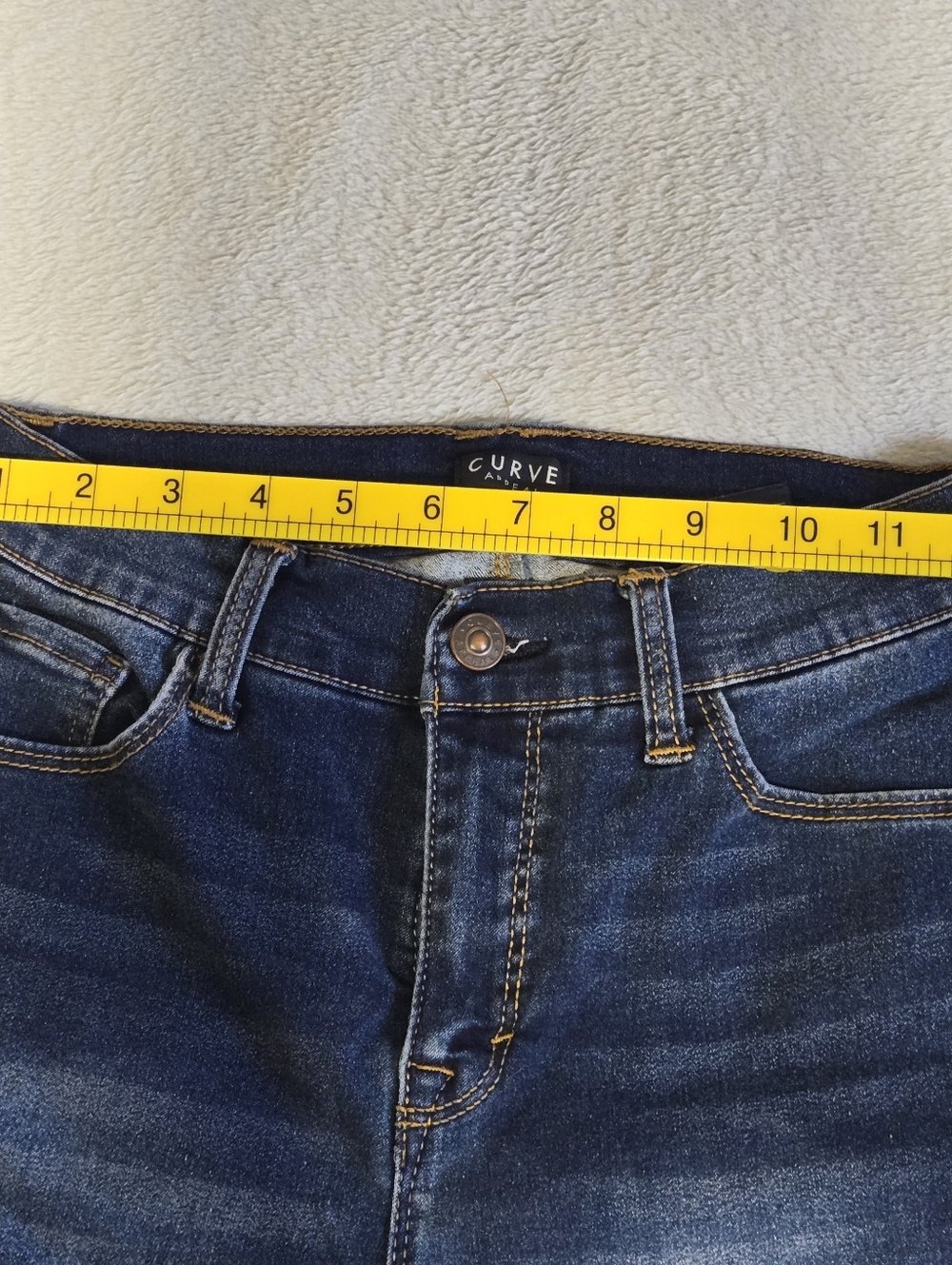 Curve Appeal Bermuda Shorts, High-Rise, Dark Wash, 5-Pocket Design-Size 4/27 - Picture 7 of 13